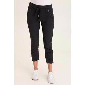 XCVI Wearables Womens Small Black Aksana Whisper Stretch Ruched Active Slim Pant